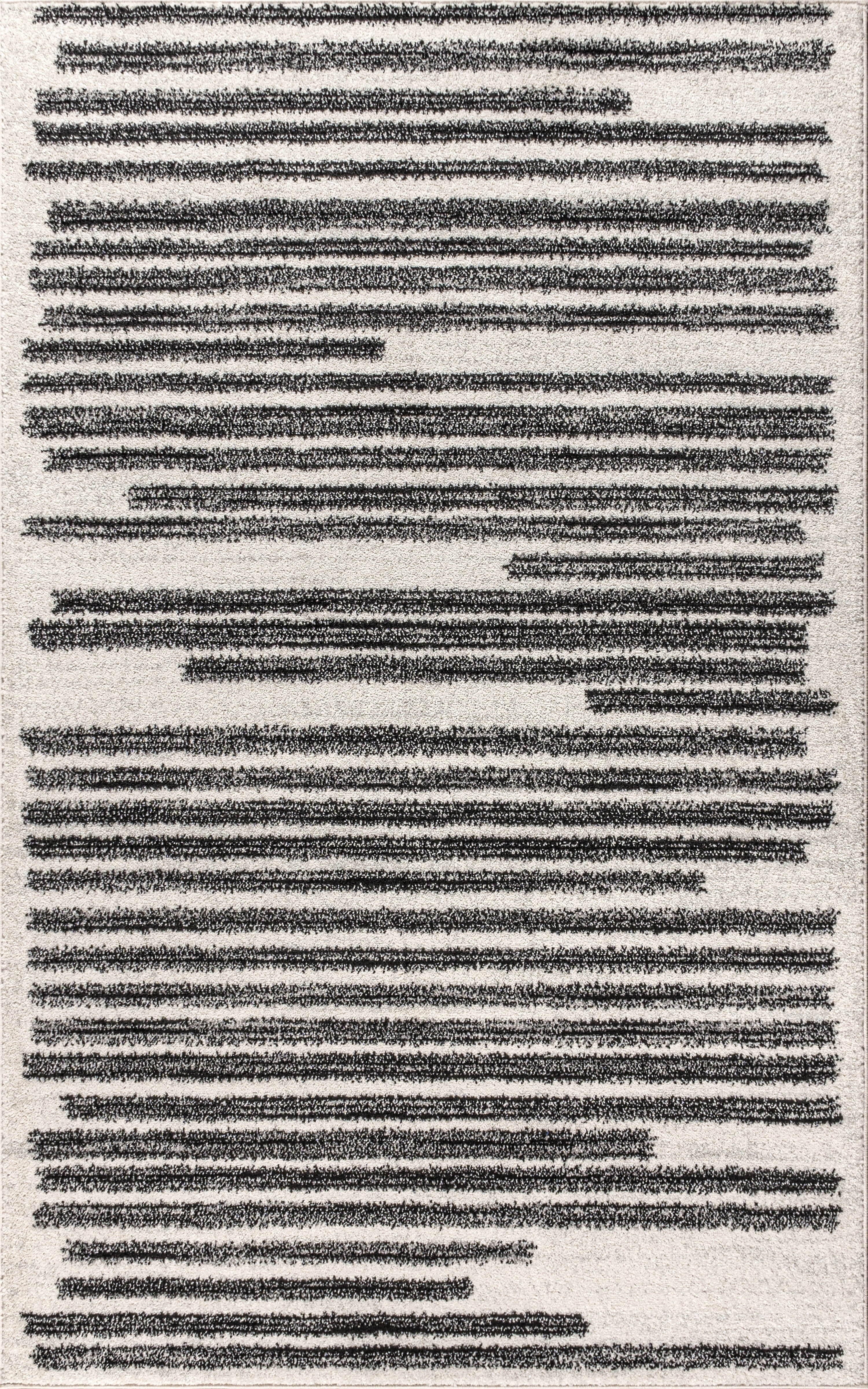 MOROCCAN HYPE 8 X 10 Area Rug, Khalil Berber Stripe - Cream/Black, MOH207A-8