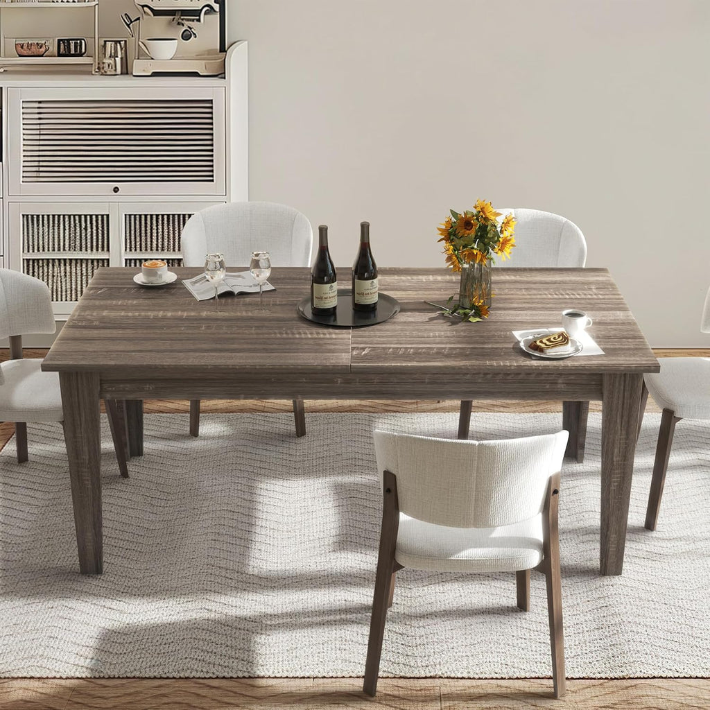 71''- 106'' Extendable Dining Room Table, Expandable Dining Table, Modern Large Table, for 6-10 Person, Dark Oak