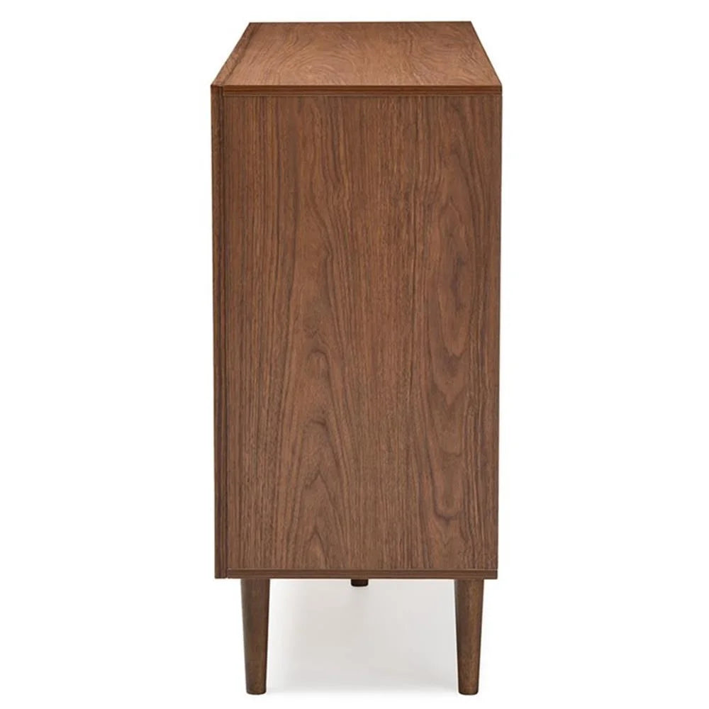 Baxton Studio Harlow Mid-Century Modern Scandinavian Style White and Walnut Wood 6-Drawer Storage Dresser