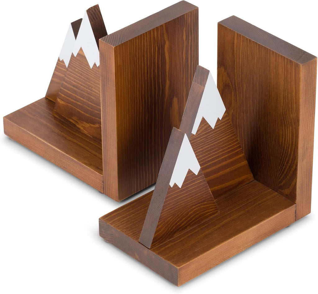 Wooden mountain bookends