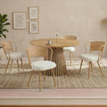 Wicker Dining Chairs Set of 4, Farmhouse Cane Back Kitchen Chairs with Upholstered Cushion, Wingback Rattan Dining Chair with Metal Legs & Adjustable Feet, Modern Dining Room Chairs, Brown