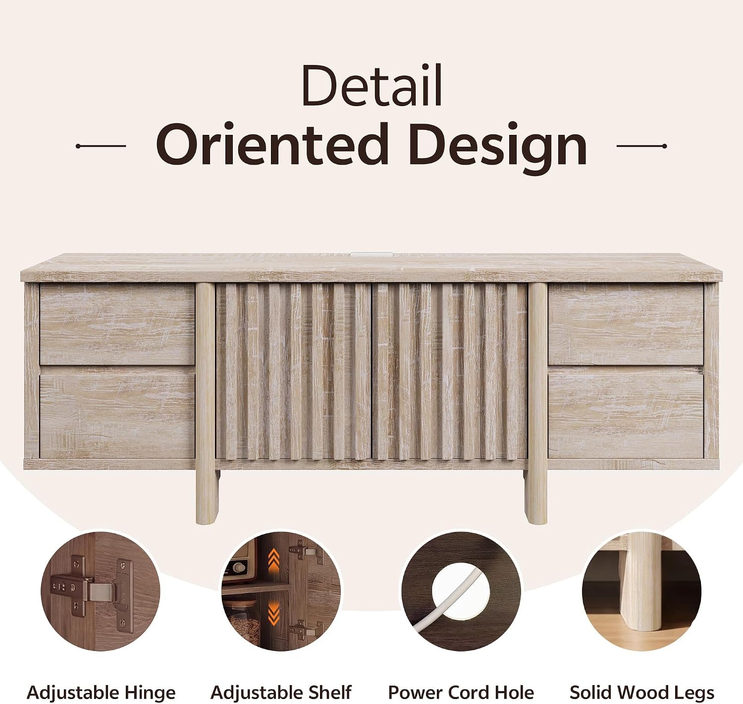 Walnut mid century media console with drawers