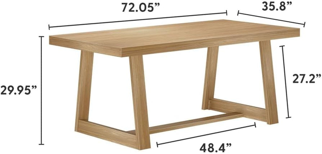 Classic 72 Inch Dining Table, Rectangular, Blonde Wirebrush | Non-Toxic Finishes, Versatile Design, Farmhouse Design, Elegant Details, Easy Assembly, Quick Setup, Solid Wood