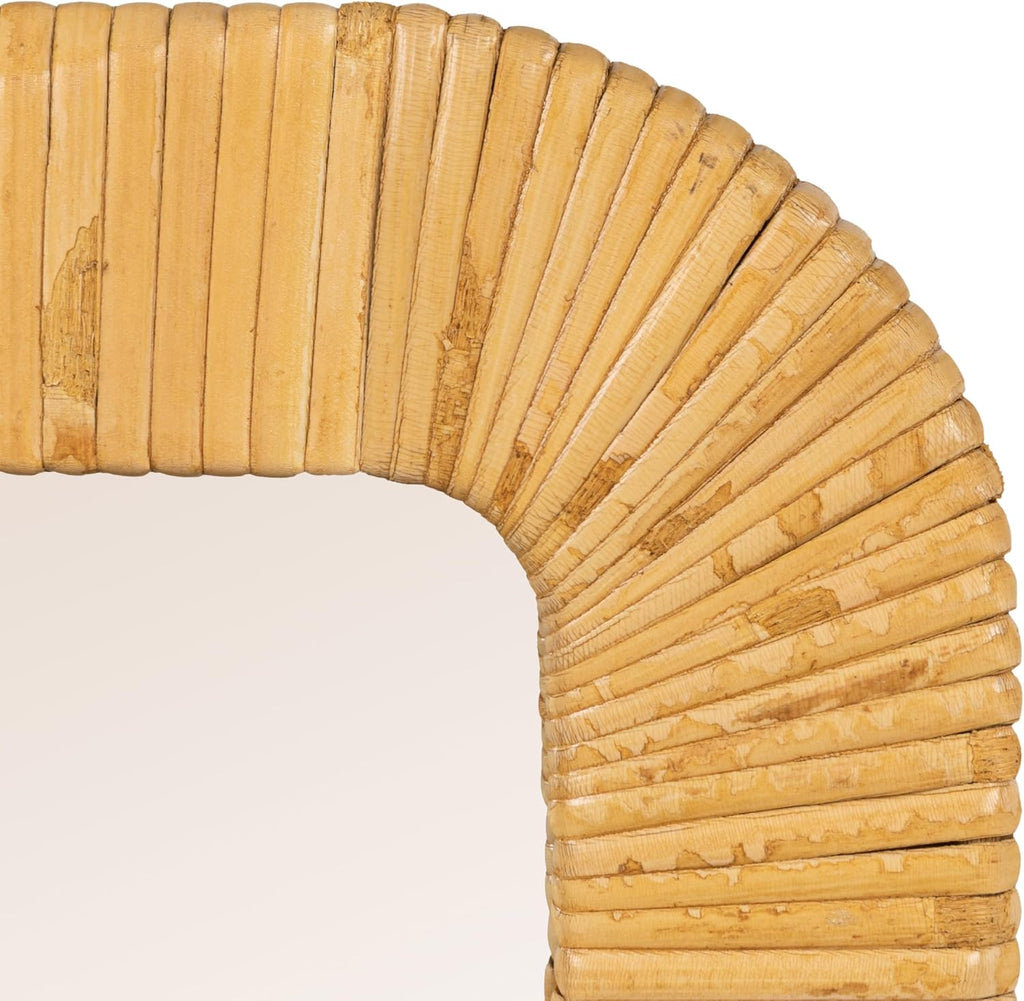 Natural square rattan wall mirror