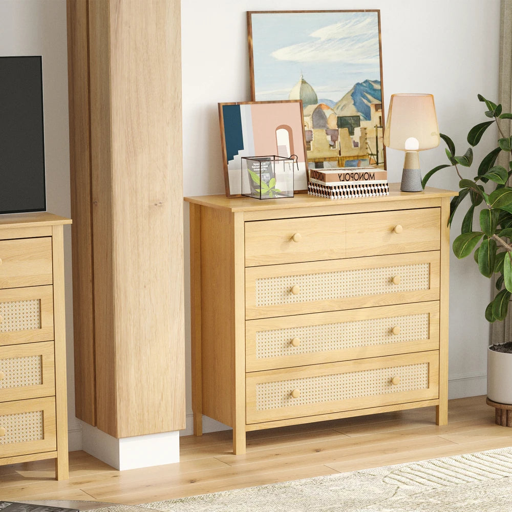 Simple Sideboard Buffet Cabinet with 4 Drawers,Modern Wooden Console Cabinet for Kitchen,Living Room, Dining Room, Hallway