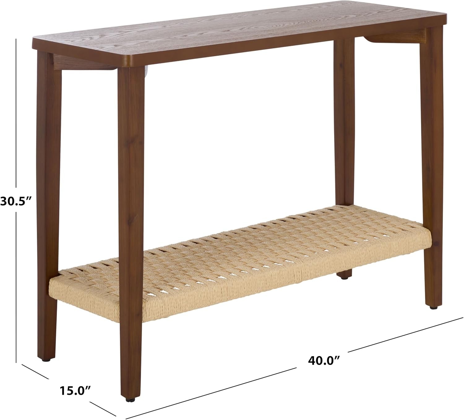 SAFAVIEH Home Collection - Chasu Walnut Console Table with Rope Detailing, 1 Shelf, Rustic Modern Entryway Accent (CNS2303A)