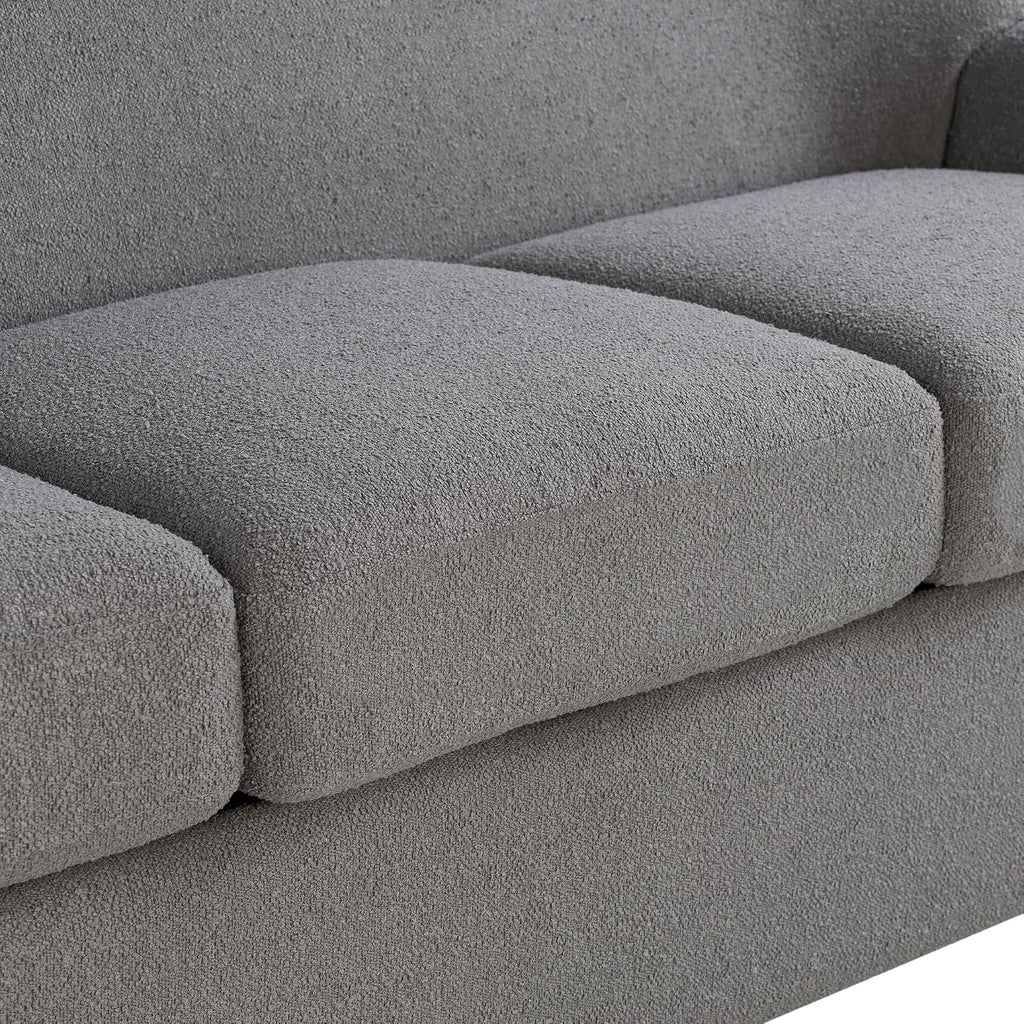 ® Jennifer 76" Sofa, Modern Style, Pocket Coil Comfort, Natural Wood Legs, Boucle Fabric, Gray