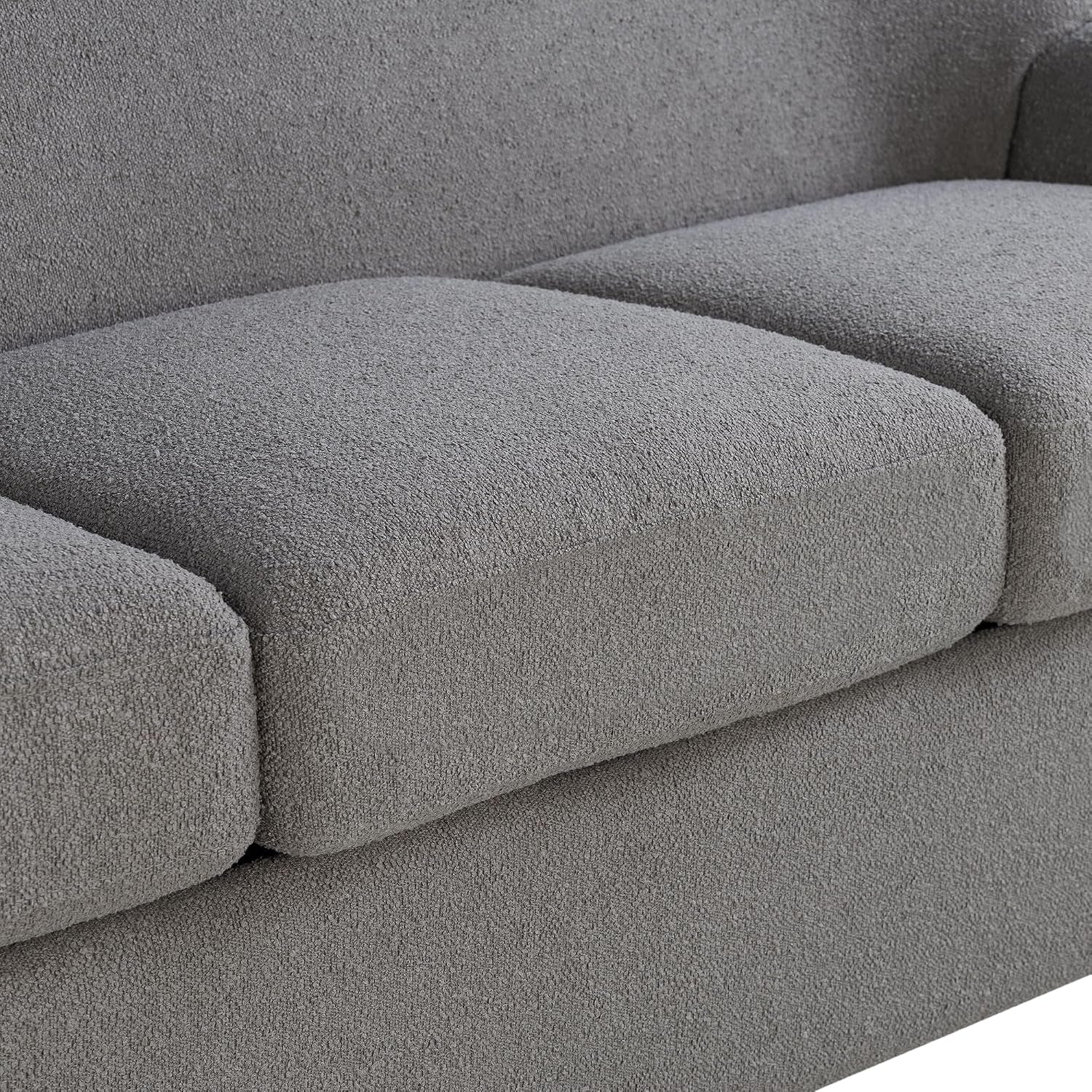 ® Jennifer 76" Sofa, Modern Style, Pocket Coil Comfort, Natural Wood Legs, Boucle Fabric, Gray
