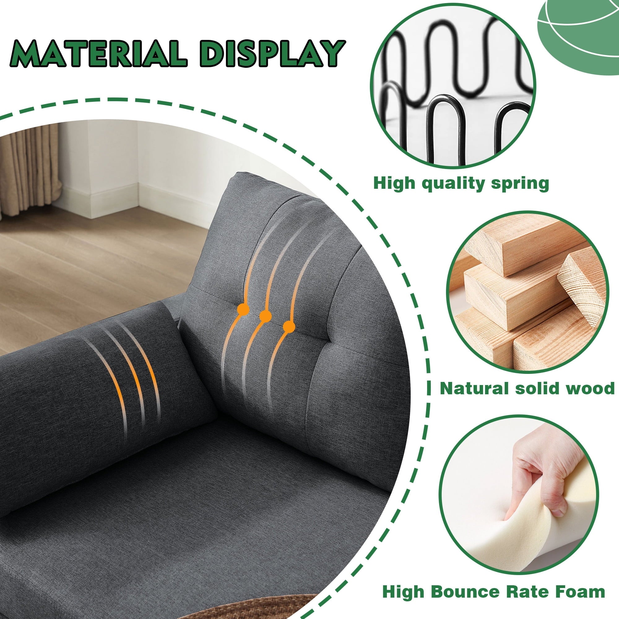 Modern Sectional Sofa with Reversible Chaise, Adjustable Backrest & Armrest, 4-Seat Convertible Couch