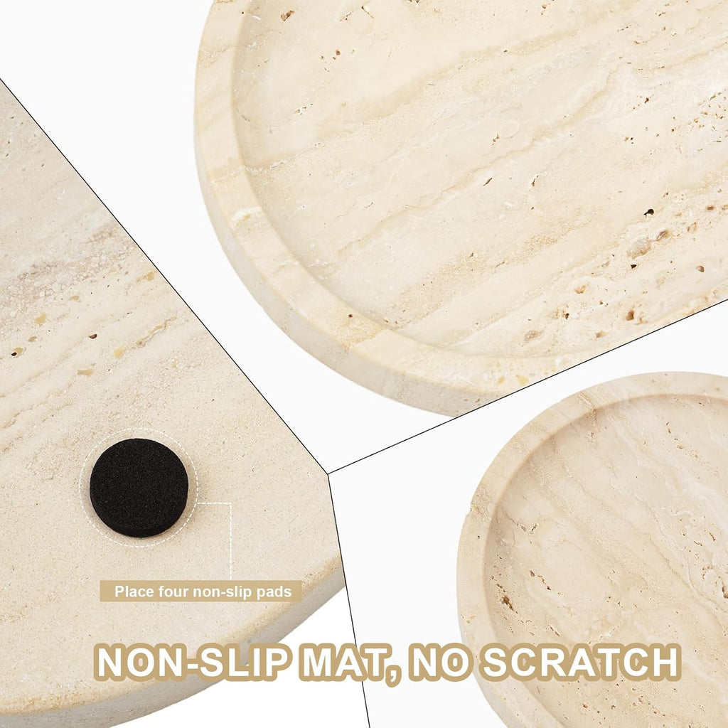 Italian Travertine Tray, 12"X6" Vanity Decorative Marble Tray for Countertop, Catchall Tray for Perfume, Candles, Jewelry Dish Tray
