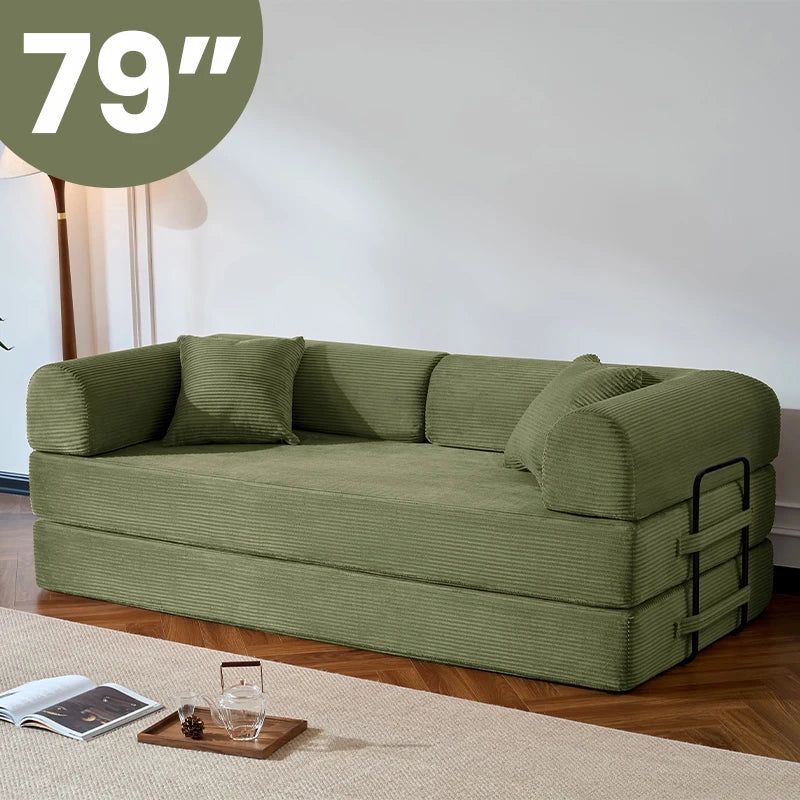 Corduroy folding convertible sofa bed