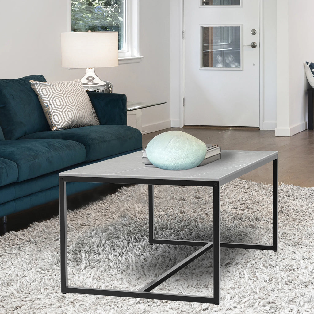 Marble and metal frame accent table
