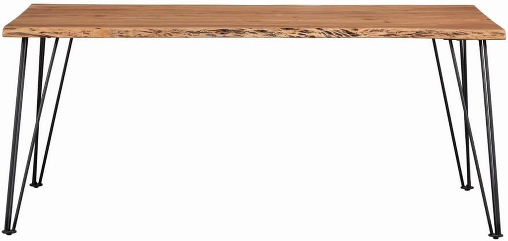 Coaster Home Furnishings - Sherman - Solid Acacia Wood - Live-Edge Dining Table with Hairpin Metal Legs - Dining Room - 71-Inch - Natural Acacia and Gunmetal - 190911