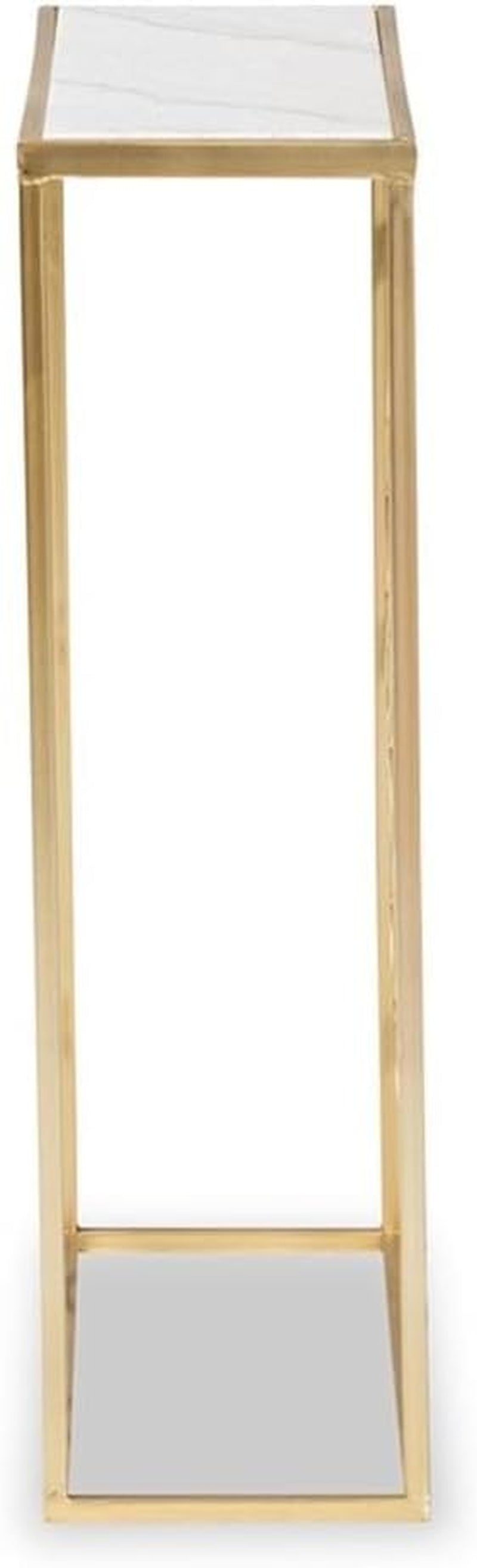 Calanthe Modern and Contemporary Gold Finished Metal Console Table with Marble Tabletop