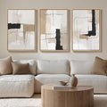 Large Framed Abstract Wall Art, Black and White Beige, 20X30 In, Set of 3 | Neutral Modern Pictures, Canvas Prints, Wood Frame, Minimalist Paintings, Wall Decor for Living Room Bedroom Dining Room