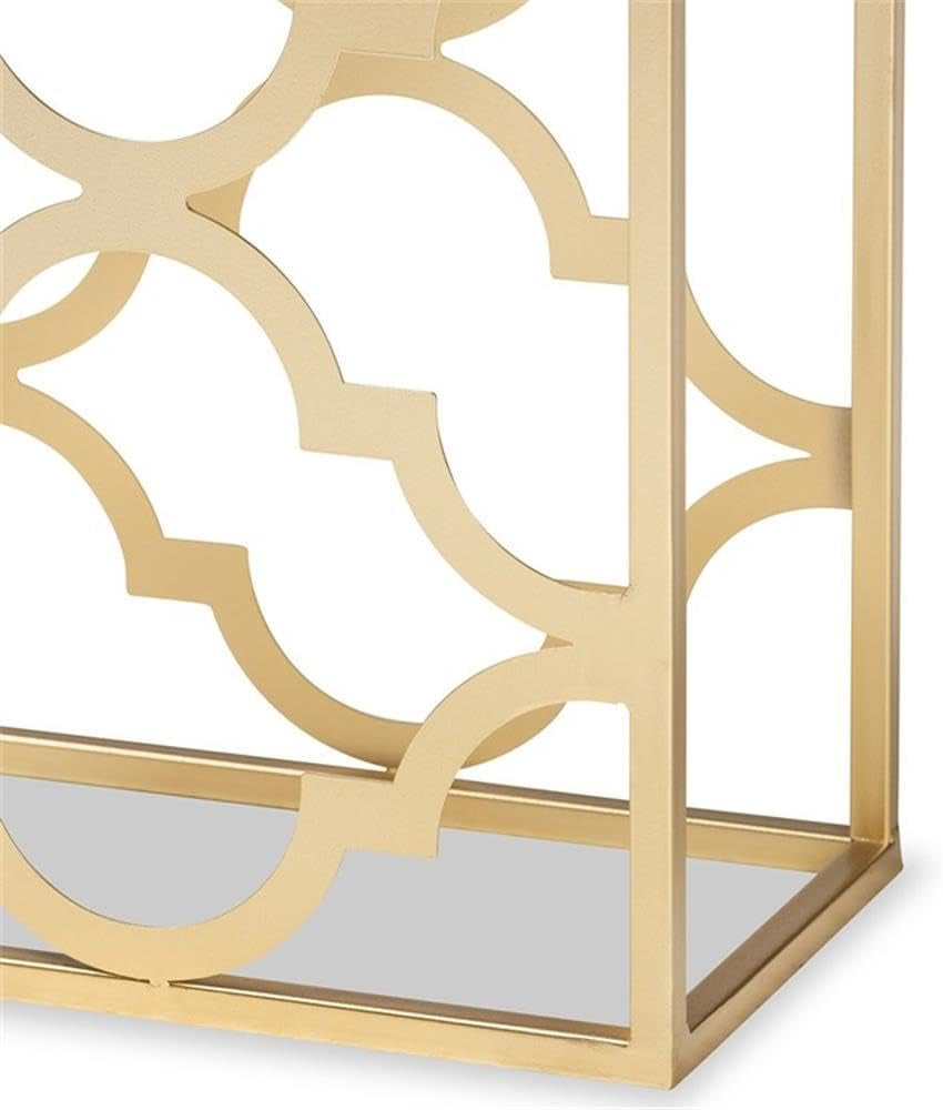 Calanthe Modern and Contemporary Gold Finished Metal Console Table with Marble Tabletop