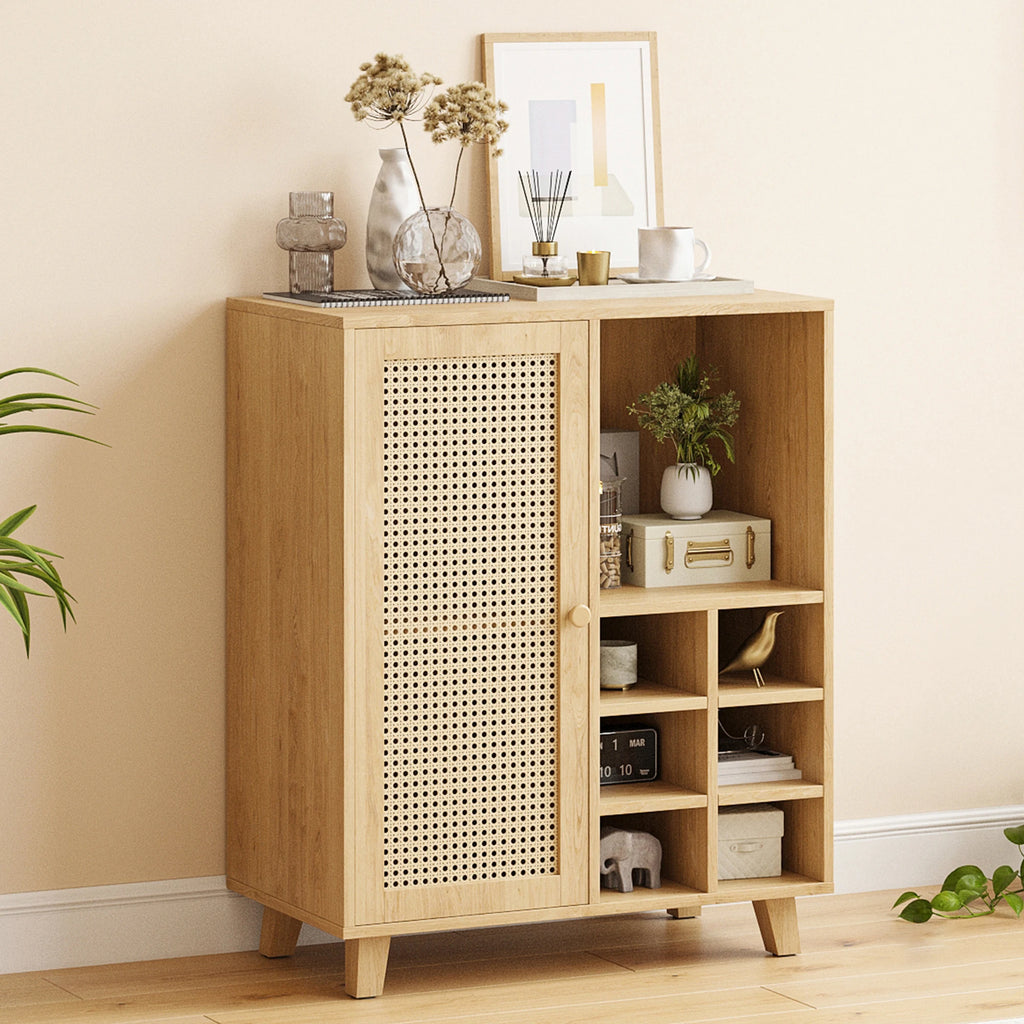 47" Sideboard Cabinet with Wine Racks & Storage, Buffet Table for Living Room, Farmhouse Home Bar Furniture