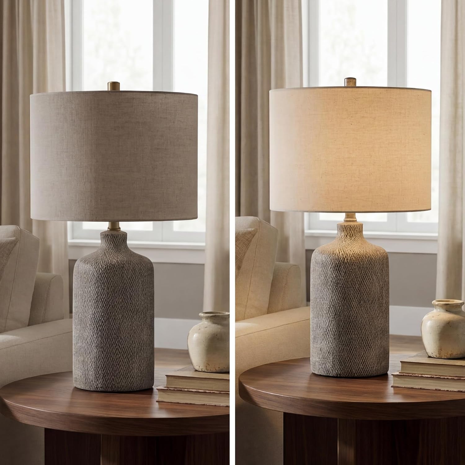 Signature Design by Ashley Linus 24.5" Ceramic Bedside Table Lamp, Black