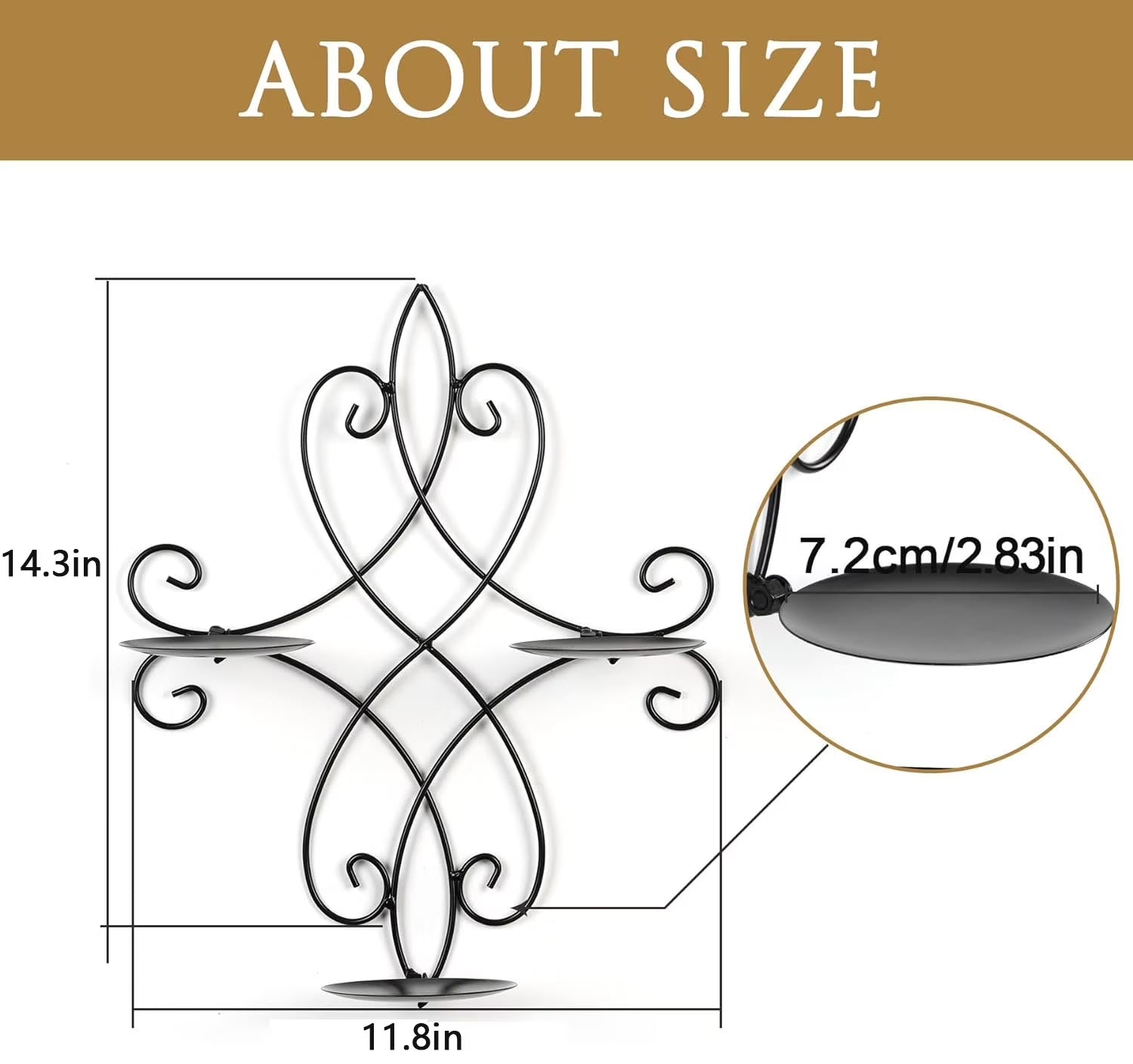 Wall Candle Sconce Holder Set of 2, Metal Wall Candle Holder Wall Decor, Hanging Wall Mounted Candle Stick Holder for Living Room Bedroom Dining Room Decorations