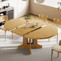 Oak extendable round dining table
