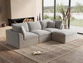 110" Cloud Sectional Couches for Living Room, Boneless L-Shape Couch with Ottoman, 3 Seater Modular Sectional Sofa, Light Grey