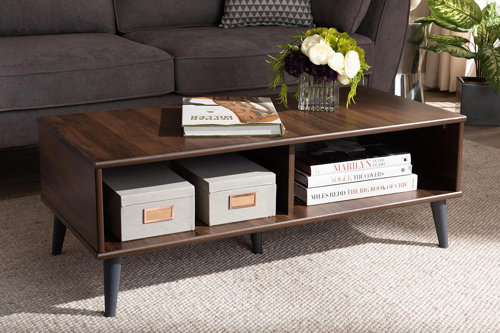 Piotr Coffee Table, Walnut Brown/Dark Gray