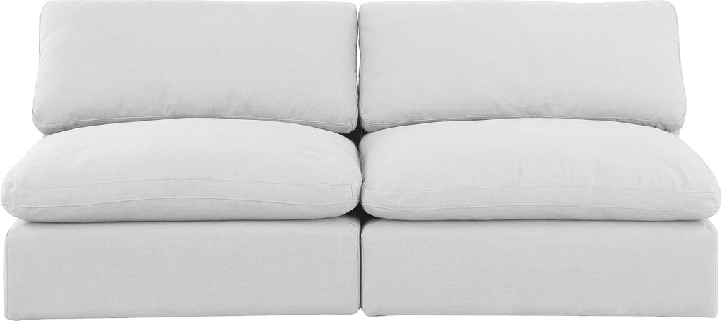 187White-S78 Comfy Collection Modern | Contemporary Upholstered Modular Sofa with White Linen Textured Fabric Upholstery, down Feather Cushions, 78" W X 40" D X 34.5" H, White