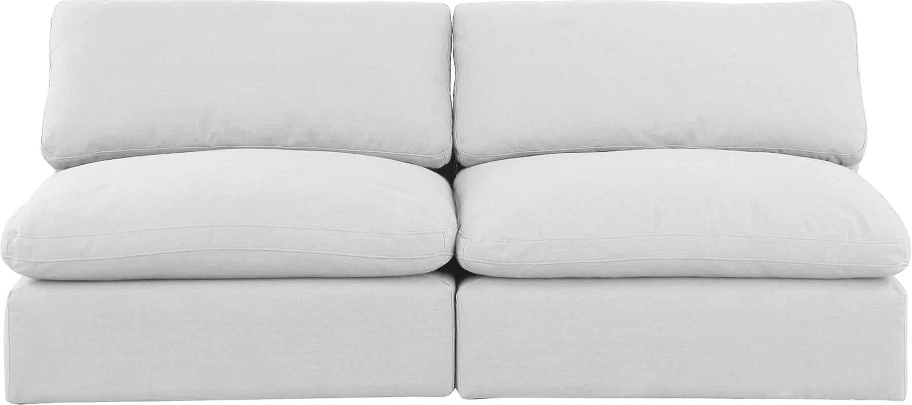 187White-S78 Comfy Collection Modern | Contemporary Upholstered Modular Sofa with White Linen Textured Fabric Upholstery, down Feather Cushions, 78" W X 40" D X 34.5" H, White