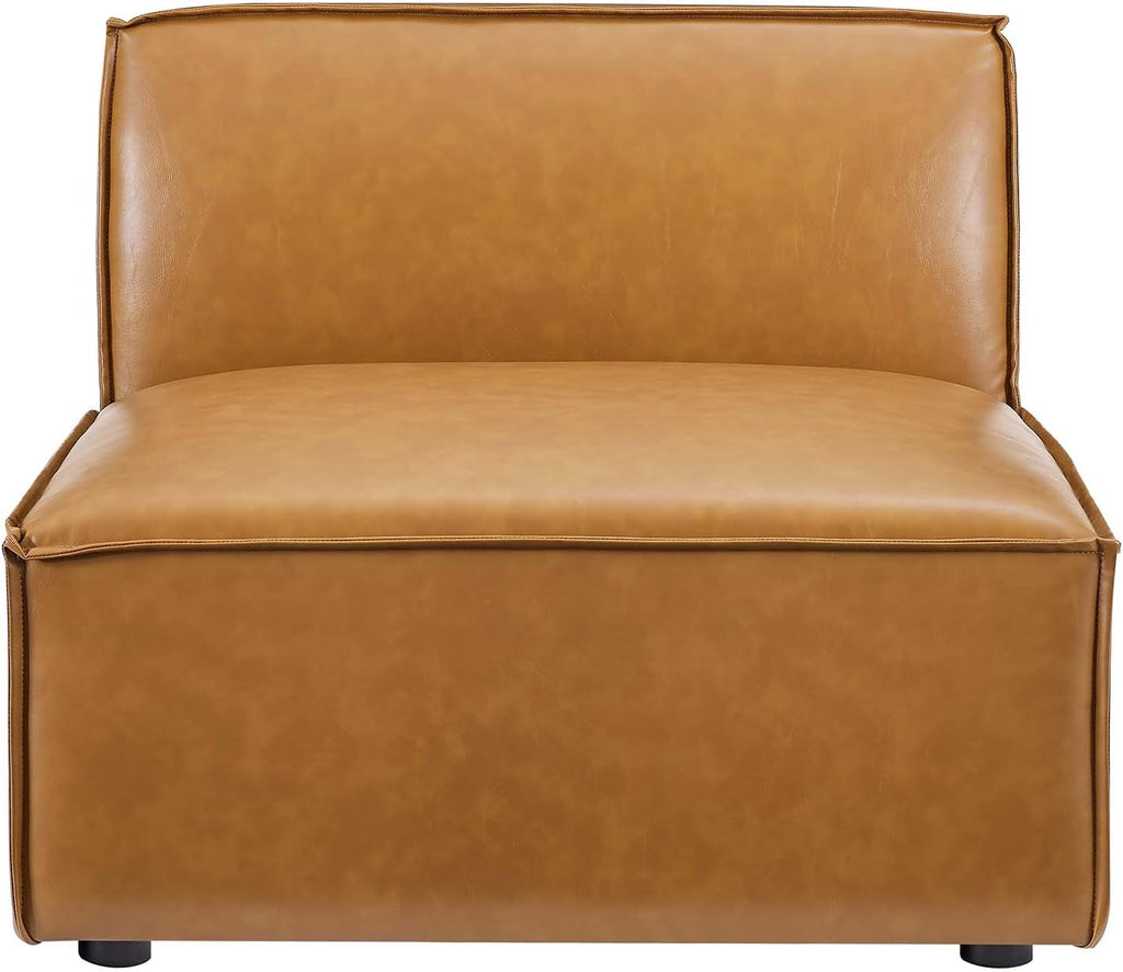 Restore Vegan Leather Sectional Sofa, 82 X 164 X 28, Tan