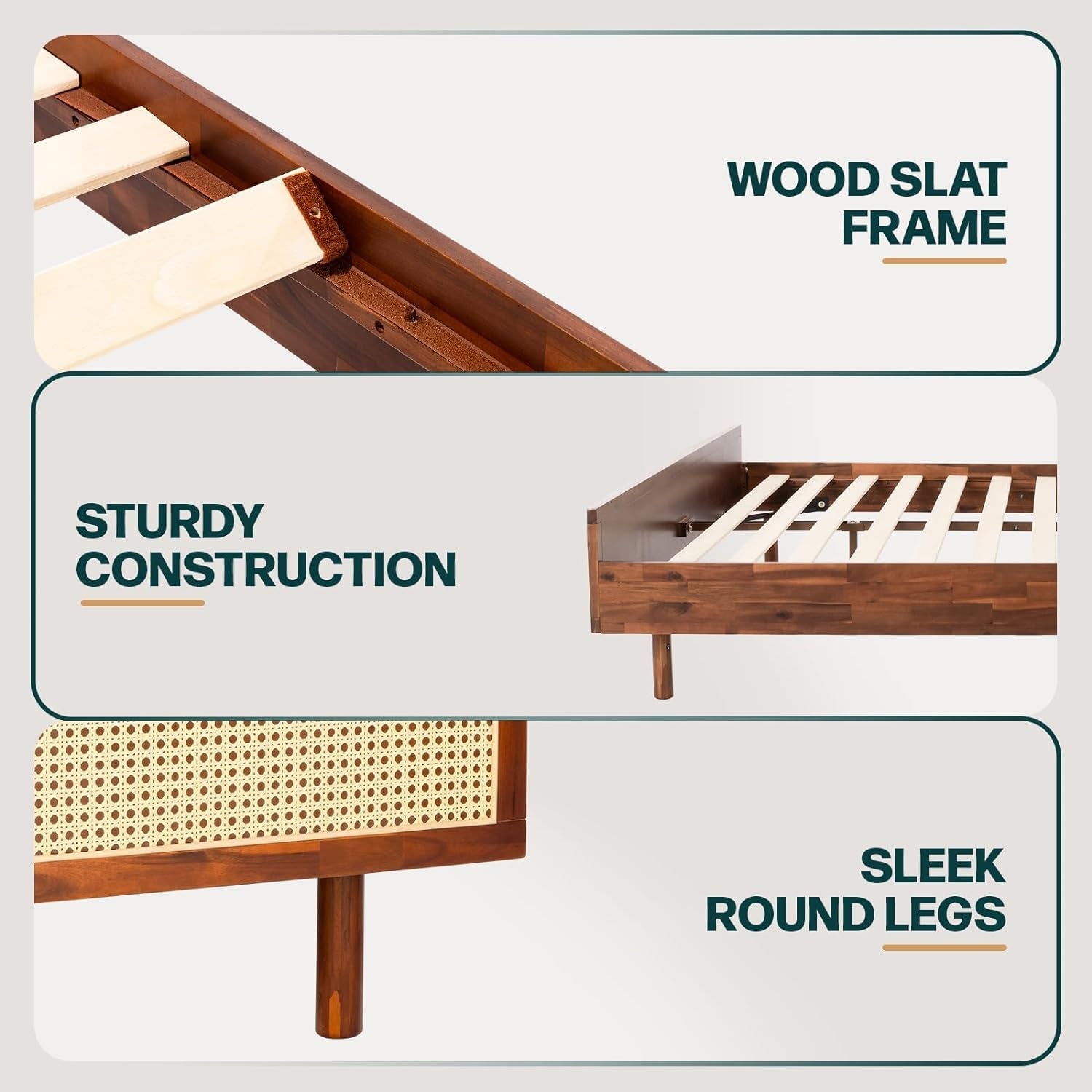 Dark chocolate acacia wood king bed frame