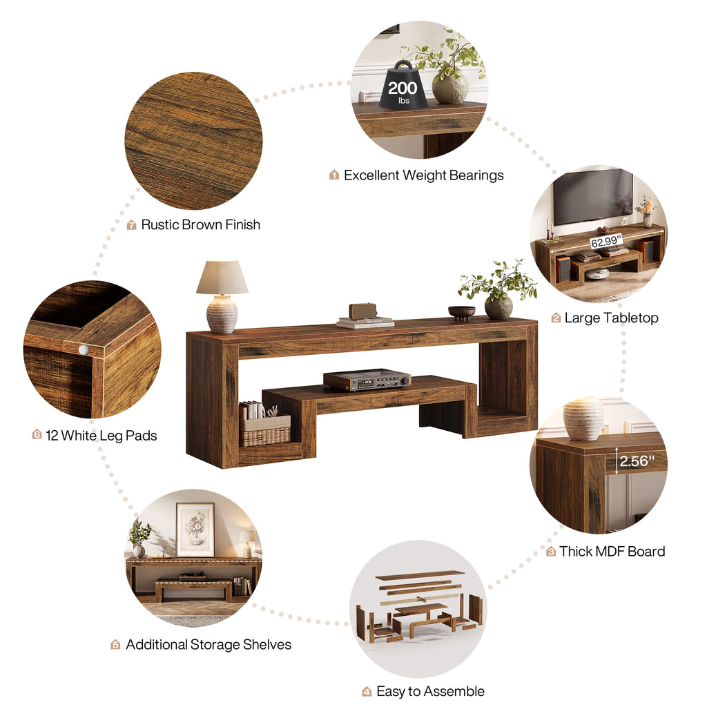 Rustic brown farmhouse TV stand
