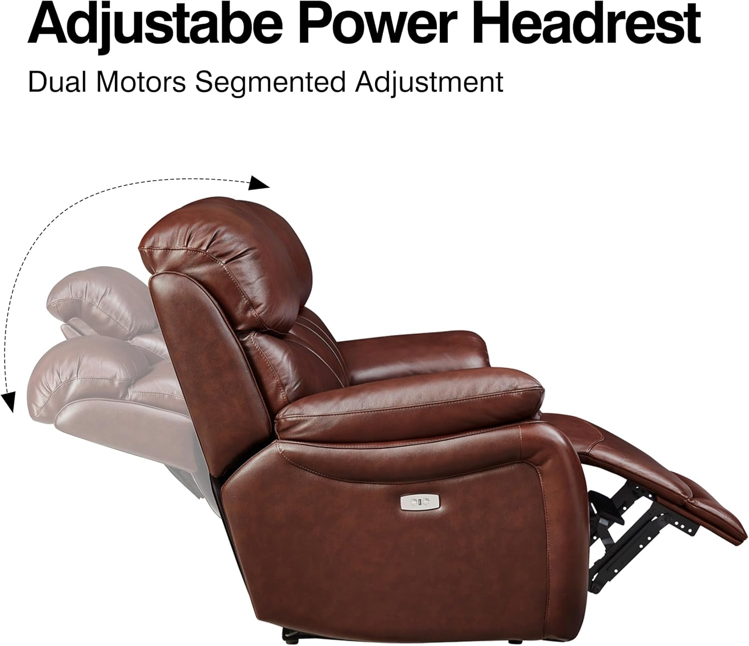 Brown Top Grain Leather Power Recliner Sofa Loveseat Set with USB Port. | Genuine Leather Reclining Sofa, Drop down Table, Ergonomic High Backrest, Cup Holders, Living Room Furniture Sets