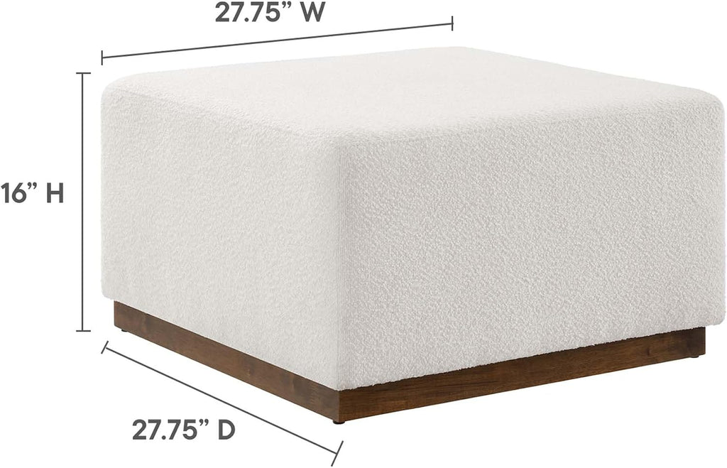 Large 28" Square Boucle Upholstered Upholstered Ottoman