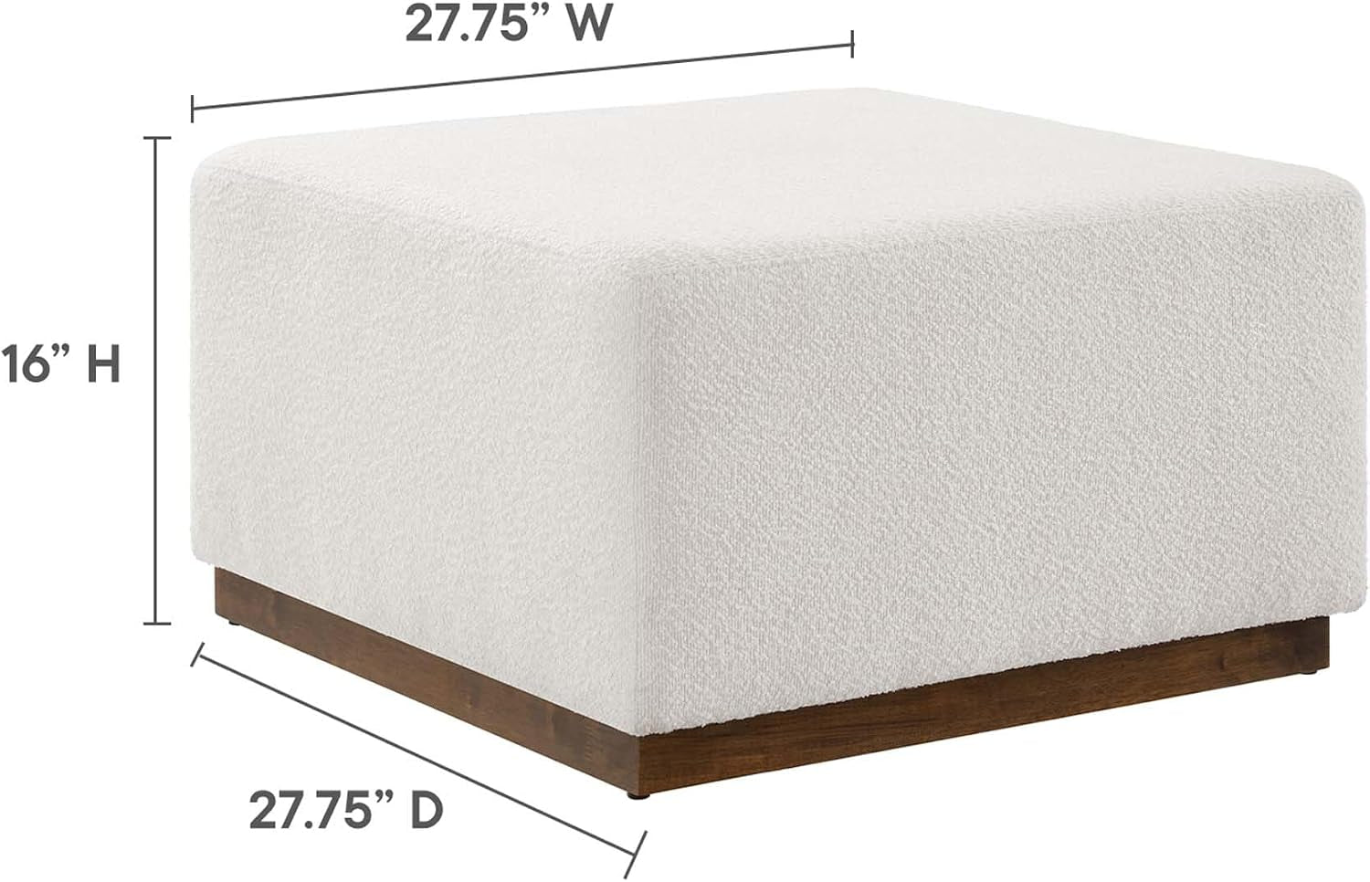 Large 28" Square Boucle Upholstered Upholstered Ottoman