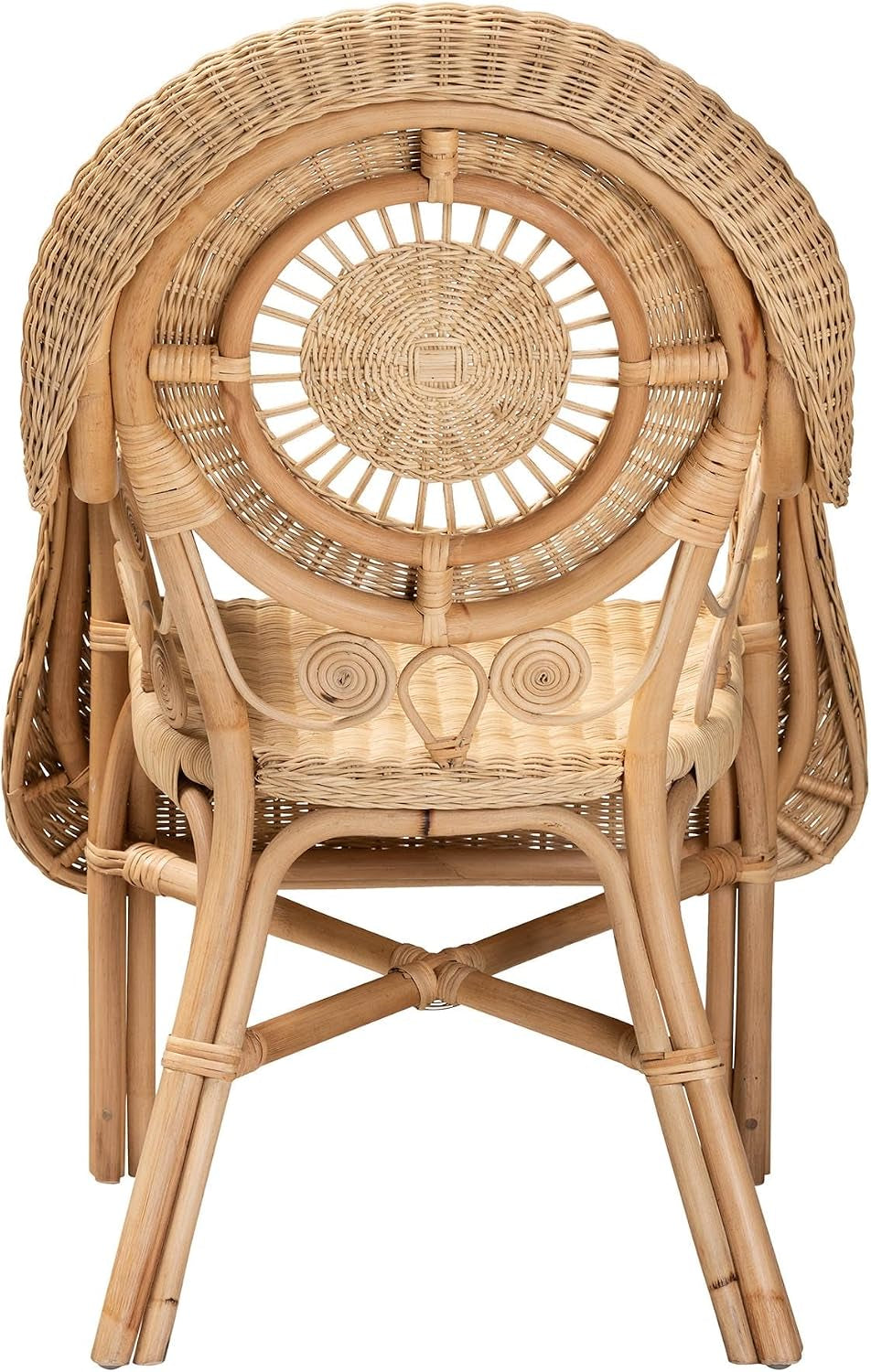 Putri Modern Bohemian Natural Rattan Accent Chair with Swirling Rattan Decors