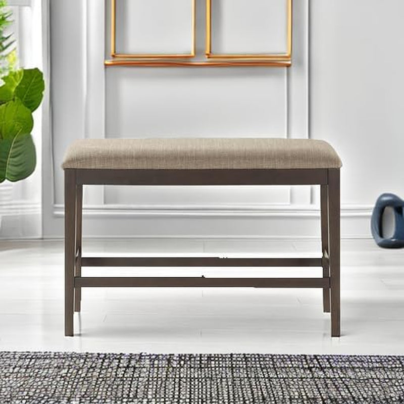 Baronscourt Farmhouse Small Entryway Bench - 39 Inch, Upholstered Counter Height Solid Wood Frame, Padded Top, Easy Assembly , 26"Seat Height, Farmhouse End of Bed Bench for Bedroom,Dark Brown