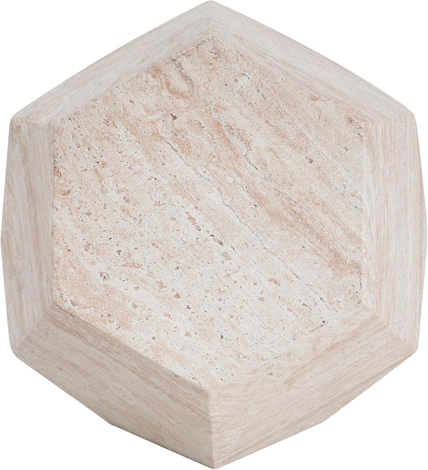 Beige travertine hexagonal side table