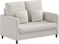 Beige mid century loveseat sofa