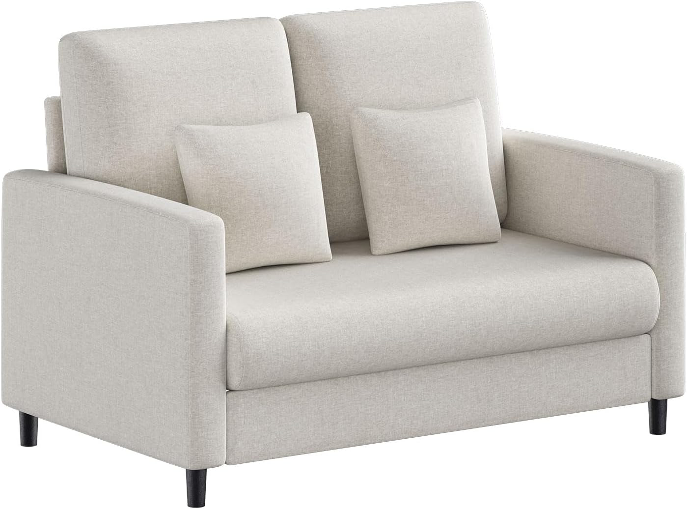 Beige mid century loveseat sofa