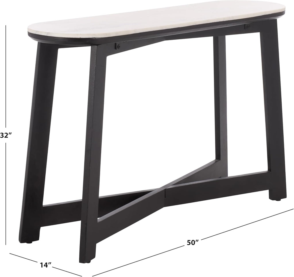 SAFAVIEH Home Collection - Shina White & Black Oval Console Table, Marble Top with Wood Base, Modern Entryway Accent (CNS3708B)