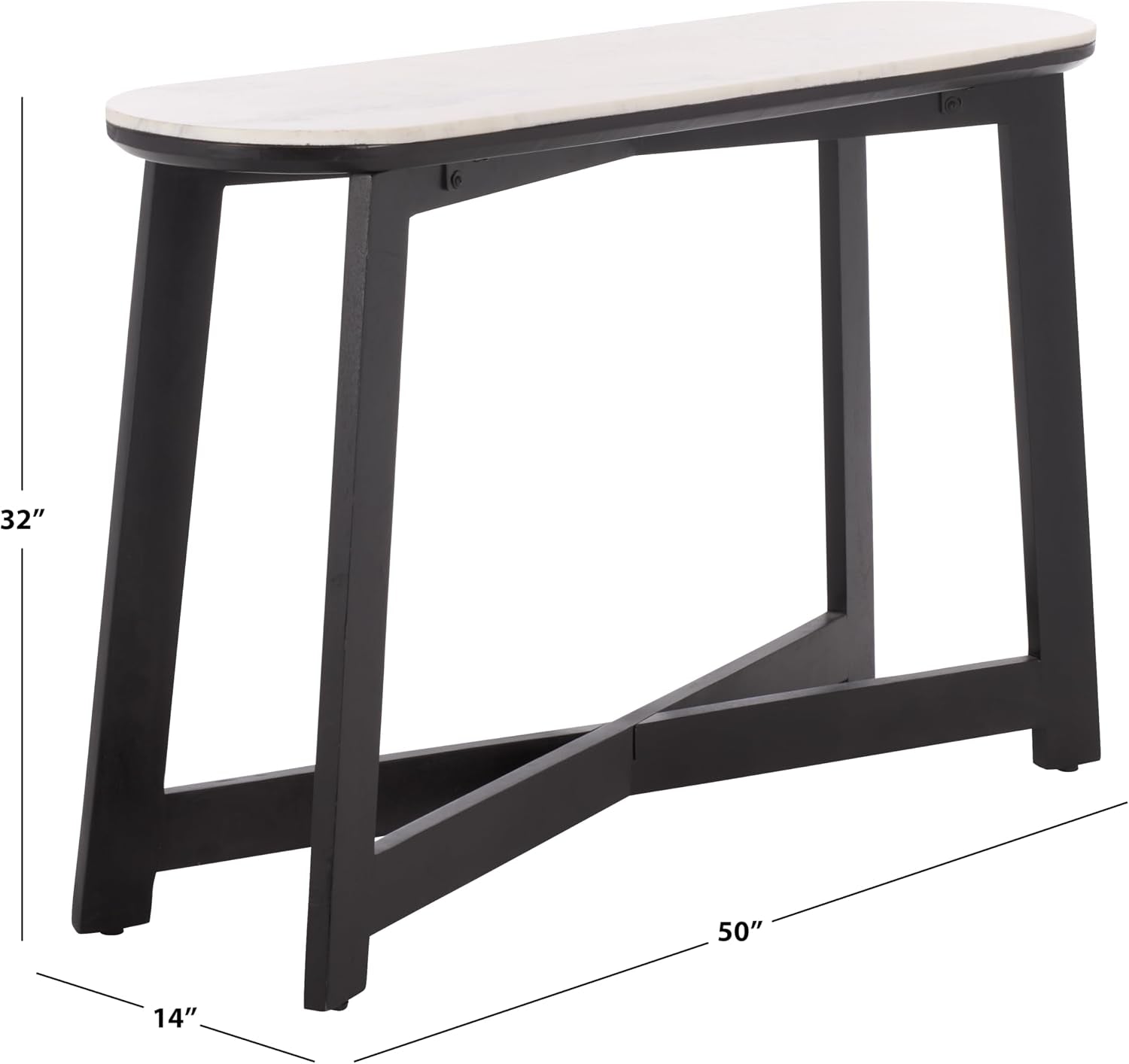 SAFAVIEH Home Collection - Shina White & Black Oval Console Table, Marble Top with Wood Base, Modern Entryway Accent (CNS3708B)