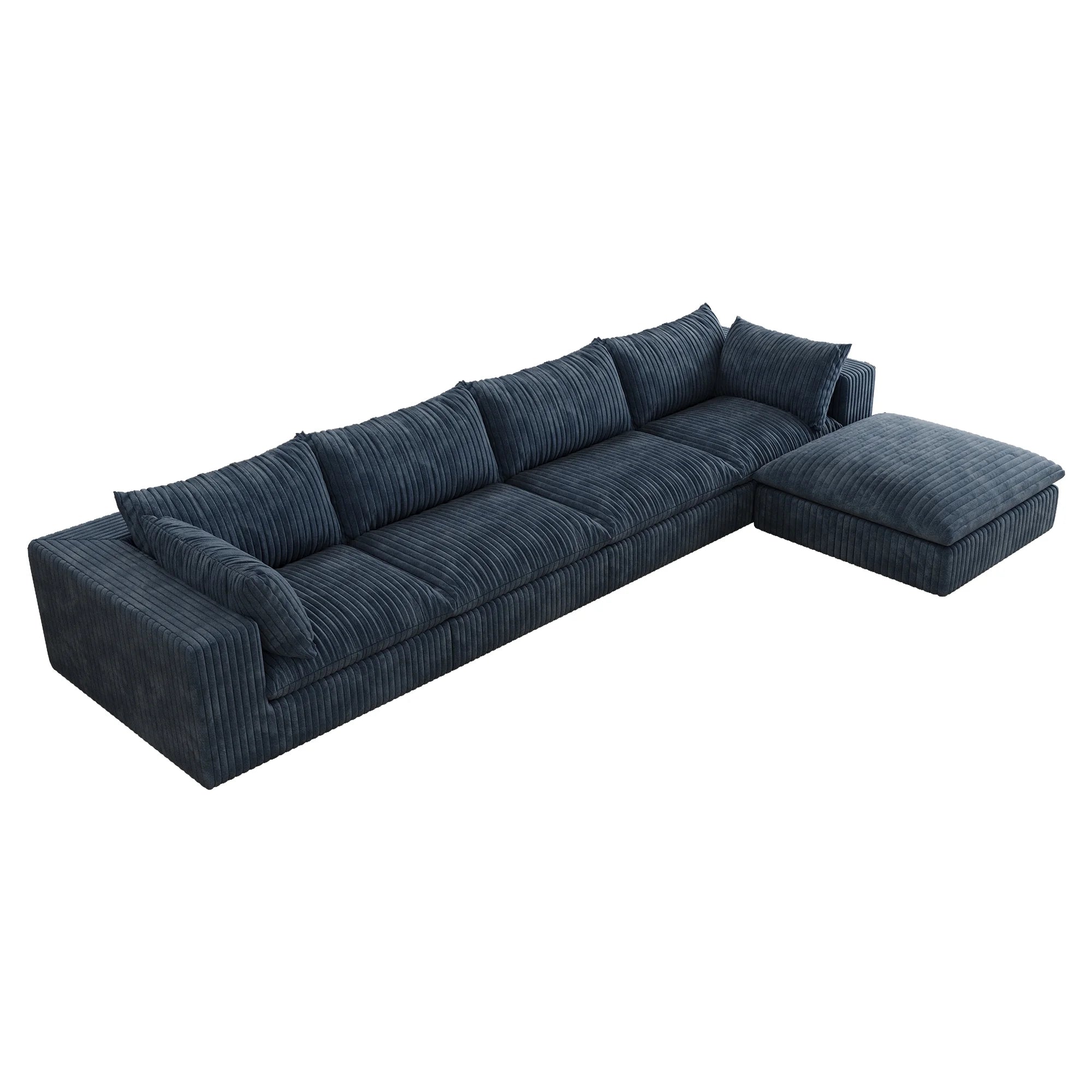 157.6” Corduroy Modular Sectional Sofa,L Shaped Sectional Sofa Couches with Movable Ottoman Chaise,Deep Seat Comfy Cloud Sofa for Living Room,Blue