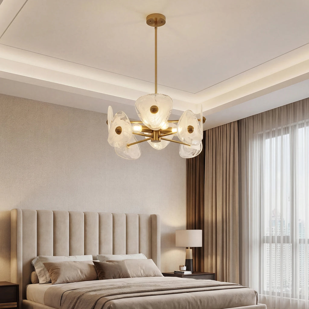 Tribesigns Modern Gold Chandeliers for Dining Room, Farmhouse Luxury 4-Light Chandelier for Bedroom, Adjustable Hanging Pendant