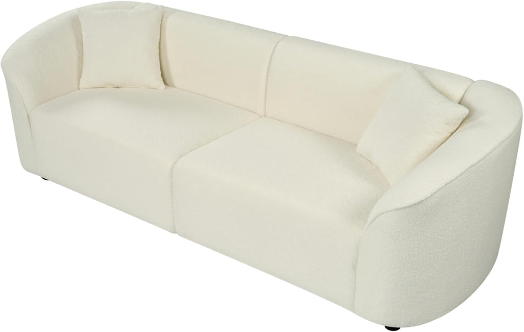 Comfy 87" Large Couch, Upholstered Loveseat with Extra Deep Seats, Boucle Sofa for Living Room, Apartment, Office, Classic Beige