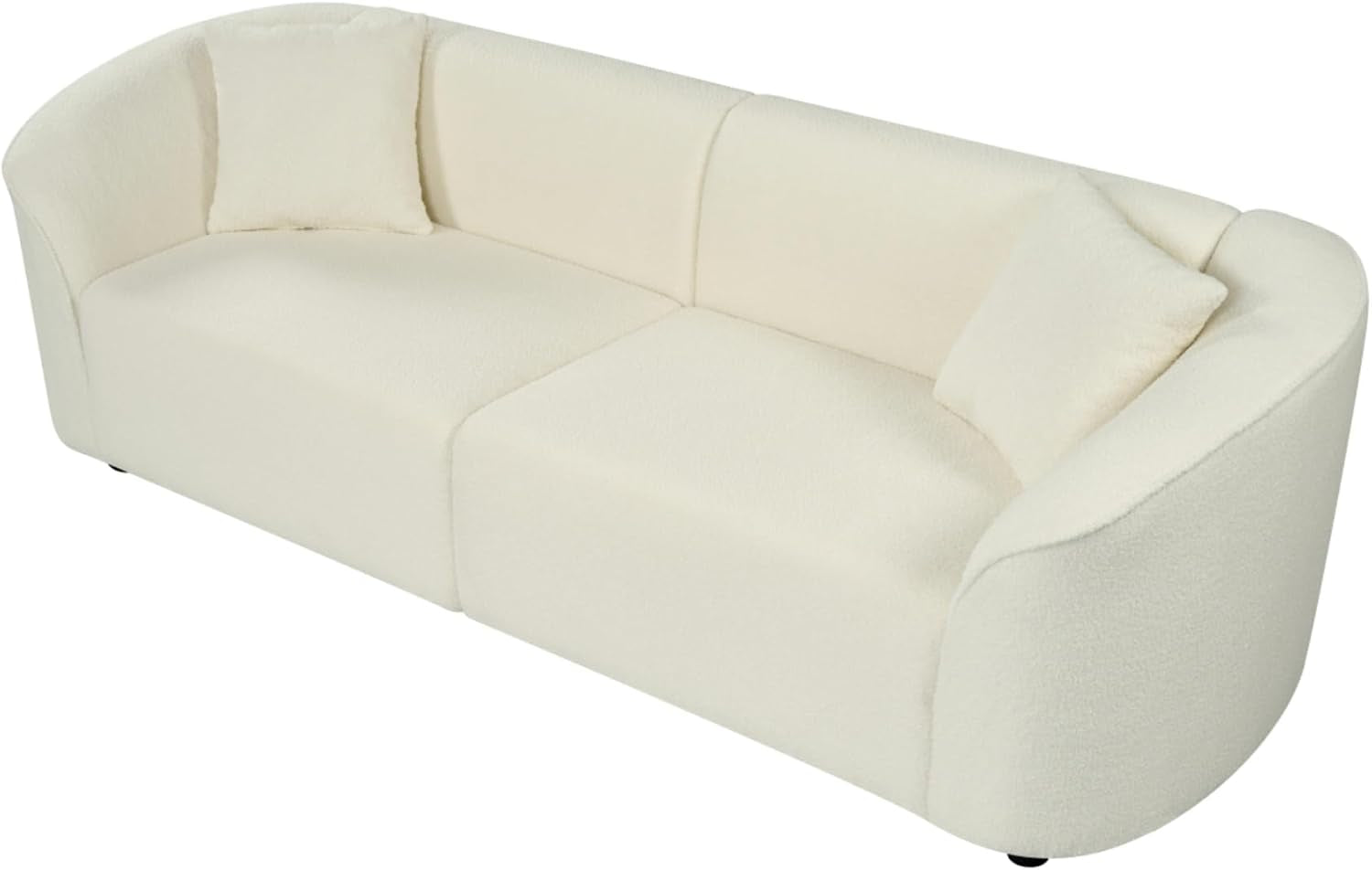Comfy 87" Large Couch, Upholstered Loveseat with Extra Deep Seats, Boucle Sofa for Living Room, Apartment, Office, Classic Beige
