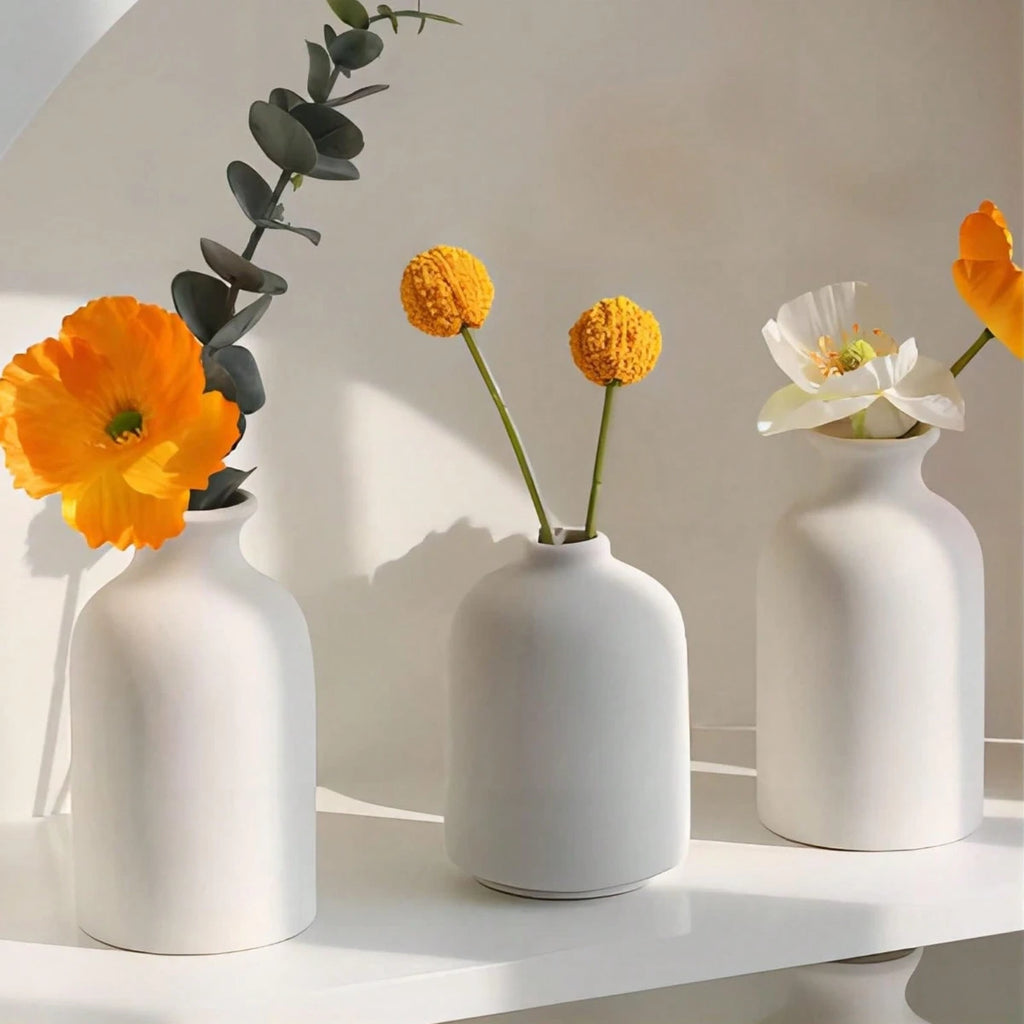 3Pcs Bohemian Ceramic Vase Set, Modern Bohemian Farmhouse Home Decoration Vase, Living Room, Bookshelf, Dining Table Decoration