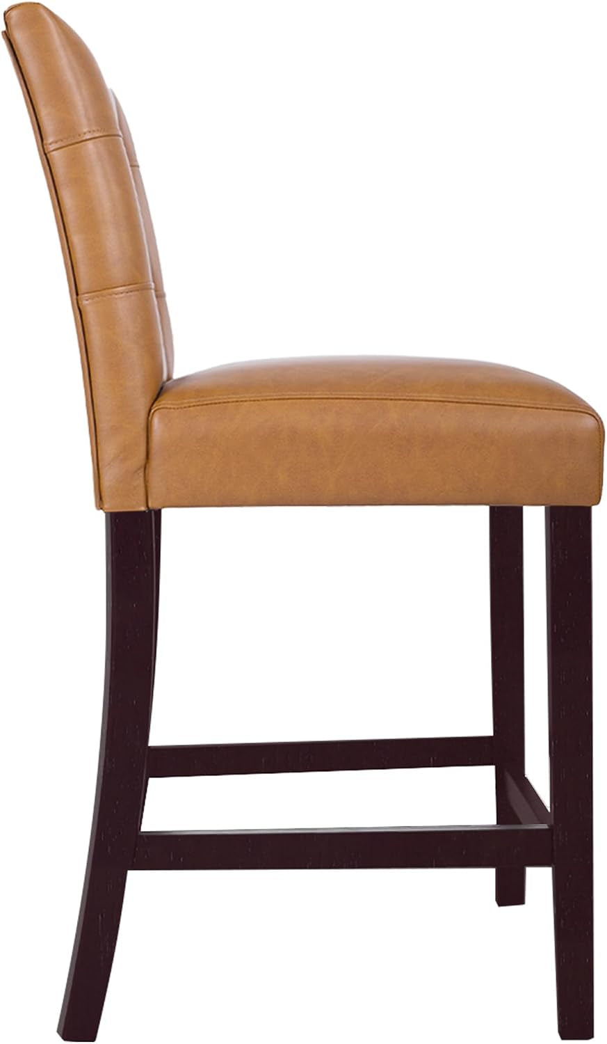 Button Tufted Counter Stool, 24-Inch, Carmel Faux Leather (Set of 2)