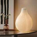 Modern Ceramic Decorative Table Lamp Living Room Bedroom Bedside | Handcrafted Unique Warm Ambient Lighting Lamp, Accent White Translucent Ceramic Shade, Fully Dimmable, Corded, Bulb Included