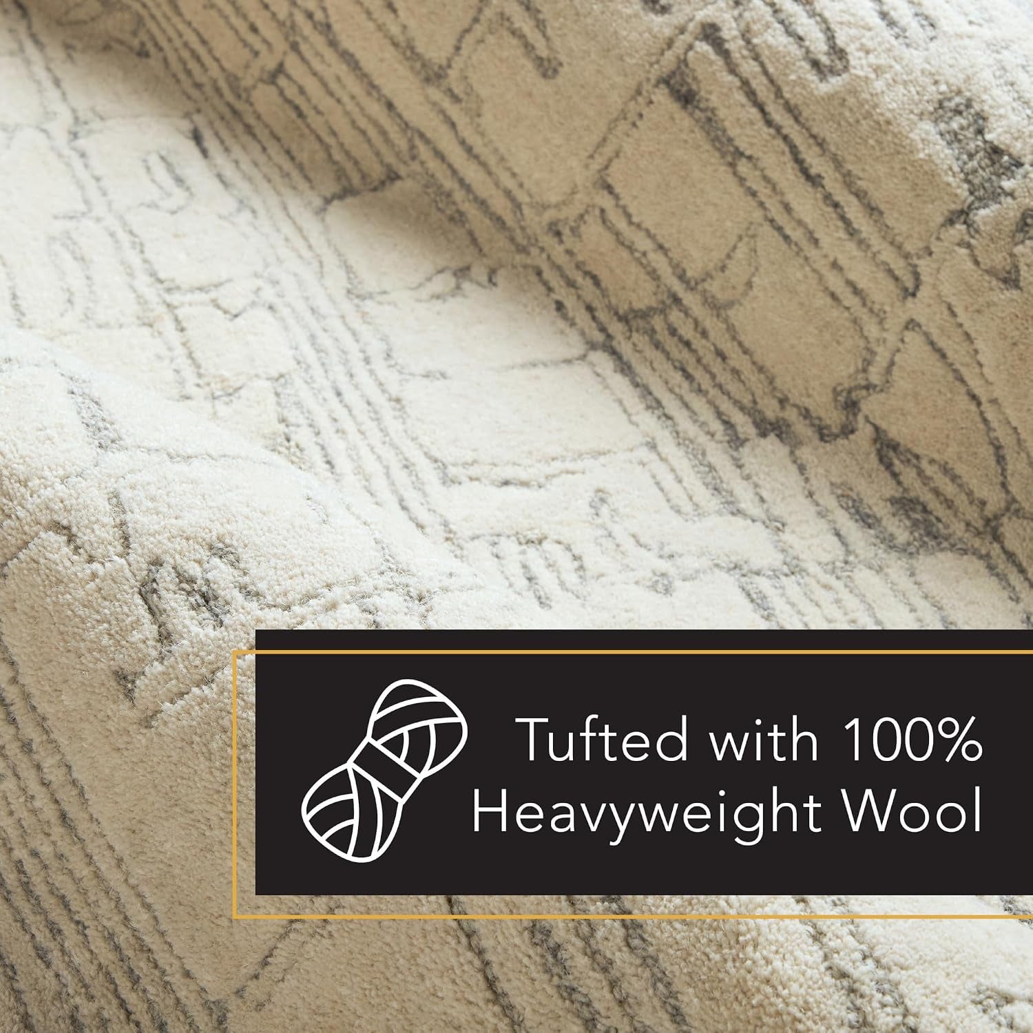 Beige and blue abstract wool area rug
