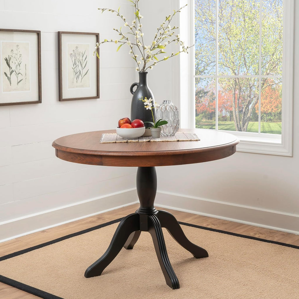 Harris Black and Walnut Pedestal round Dining Table